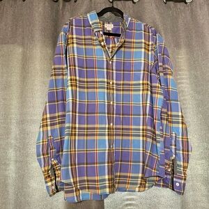 Tailored By J. Crew Men's Colorful Plaid Button Down Shirt Size Large XL Cotton